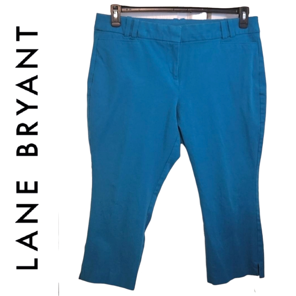 Lane Bryant The Allie Turquoise Crop Capri Pants sz 16 EUC